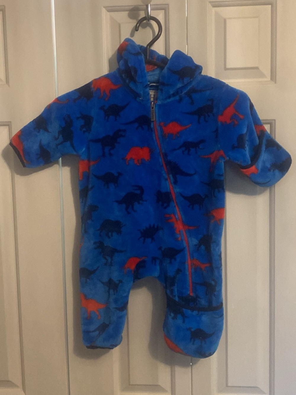 Hatley Blue Fleece Dinosaur Footie with Hood